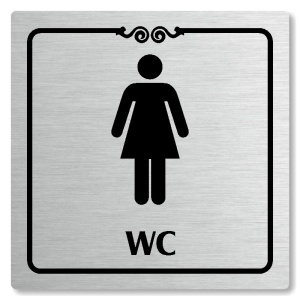 WC ženy, 80x80mm, stříbrná, Texas